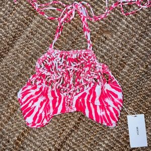 MIKOH Waimea High Neck Halter Top in Wave Koi NWT